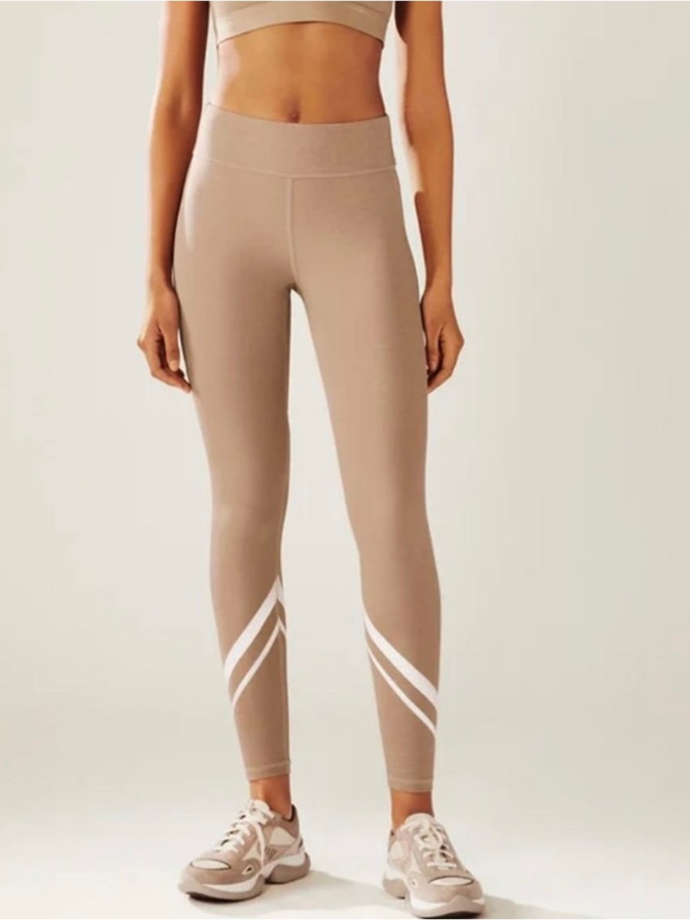 Tory Sport Melange Leggings with White Chevron Stripes